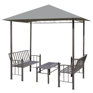 vidaXL Garden Pavilion with Table and Benches 2.5x1.5x2.4 m Anthracite