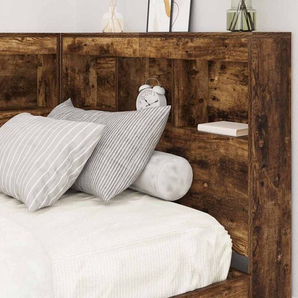 vidaXL Storage Headboard with Shelf Smoked Oak 75 cm Engineered Wood