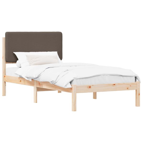vidaXL Bed Frame with Upholstered Headboard Taupe 100 x 200 cm