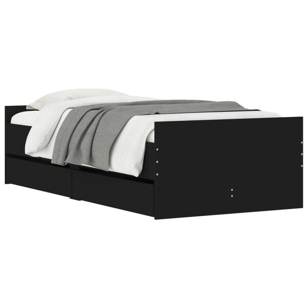 vidaXL Bed Frame with Drawers without Mattress Black 90x200 cm