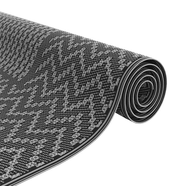 vidaXL Outdoor Rug Chevron ARAKIL Black and Grey 400 X 300 cm