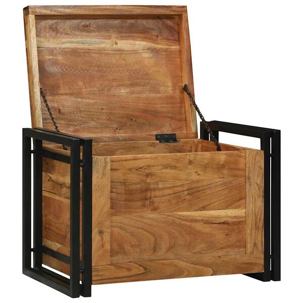 vidaXL Storage Box Brown and Black 60 x 40 x 41 cm Solid Acacia Wood