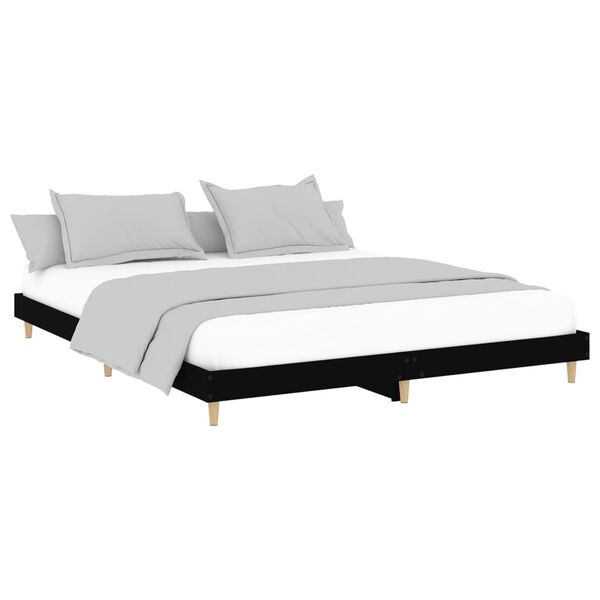 vidaXL Bed Frame without Mattress Black 150x200 cm King Size Engineered Wood