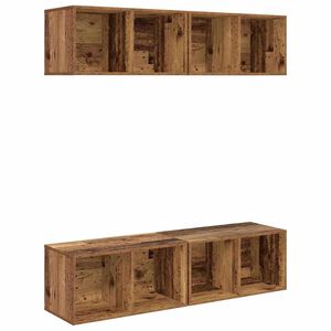 vidaXL TV Cabinet Set 4 pcs Old Wood 37 x 37 x 72 cm Engineered Wood