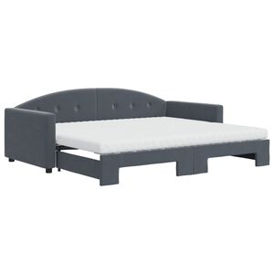 vidaXL Daybed with Trundle and Mattresses Dark Grey 90x190 cm Velvet