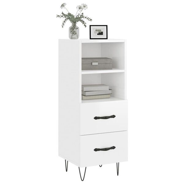 vidaXL Sideboard High Gloss White 34.5x34x90 cm Engineered Wood