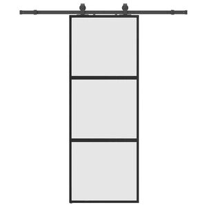 vidaXL Sliding Door with Hardware Set Black 76x205 cm Tempered Glass