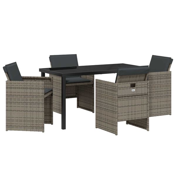 vidaXL Garden Dining Set 5 pcs Grey Poly Rattan