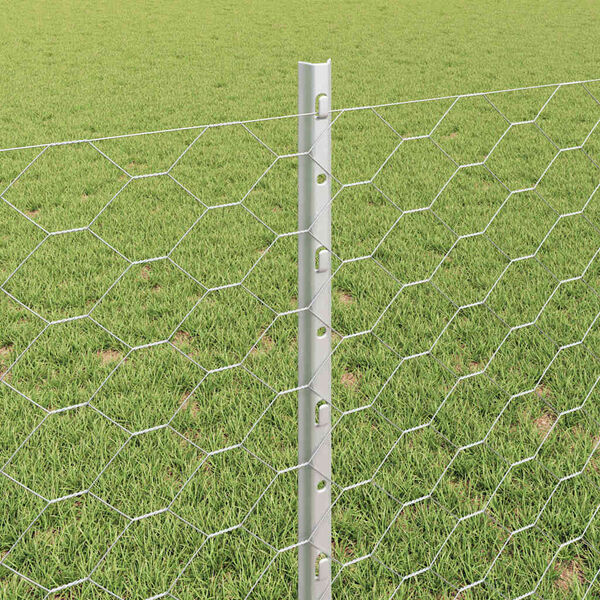 vidaXL Fence with Post Silver 0.8 x 50 m Steel