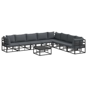 vidaXL Garden Sofa Set with Cushion 9 pcs Black Aluminium