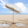 vidaXL Beach Parasol Grey and White 160 x 160 x 196 cm