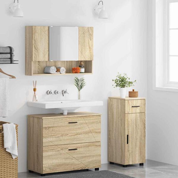 vidaXL Bathroom Furniture Set with Drawer with Shelf 3 pcs Sonoma Oak