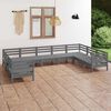 vidaXL 9 Piece Garden Lounge Set Grey Solid Wood Pine