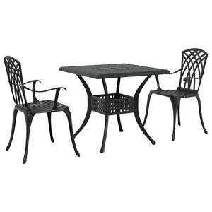 vidaXL Garden Table Set 3 pcs Black Cast Aluminium