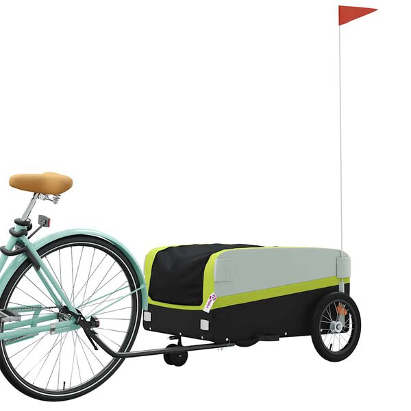 vidaXL Bike Trailer Black and Green 45 kg Iron