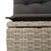 vidaXL Garden Bench with Cushion Light Grey Poly Rattan
