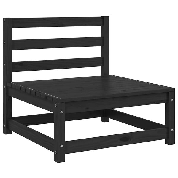 vidaXL Garden Middle Sofas 2 pcs Black Solid Wood Pine