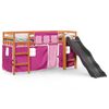 vidaXL Kids' Loft Bed with Curtains Pink 80x200 cm Solid Wood Pine