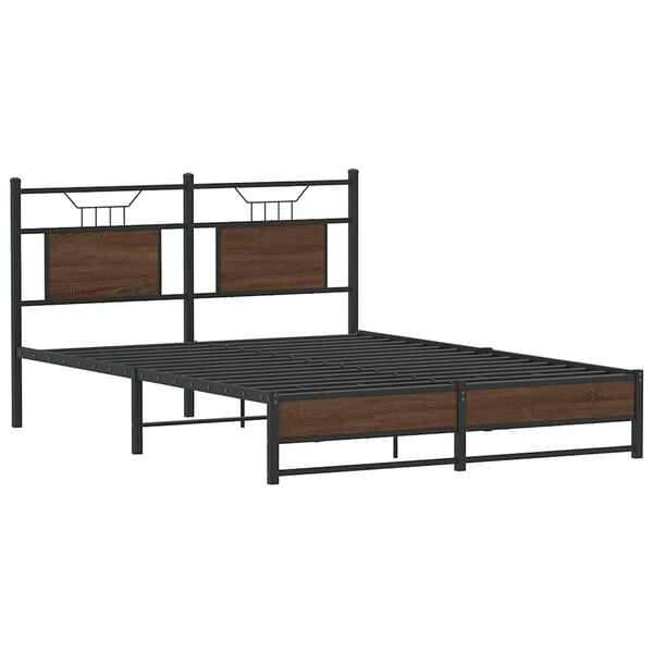 vidaXL Bed Frame without Mattress Brown Oak 137x190 cm Engineered Wood