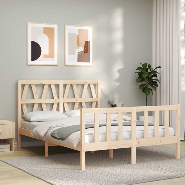 vidaXL Bed Frame without Mattress Small Double Solid Wood Pine