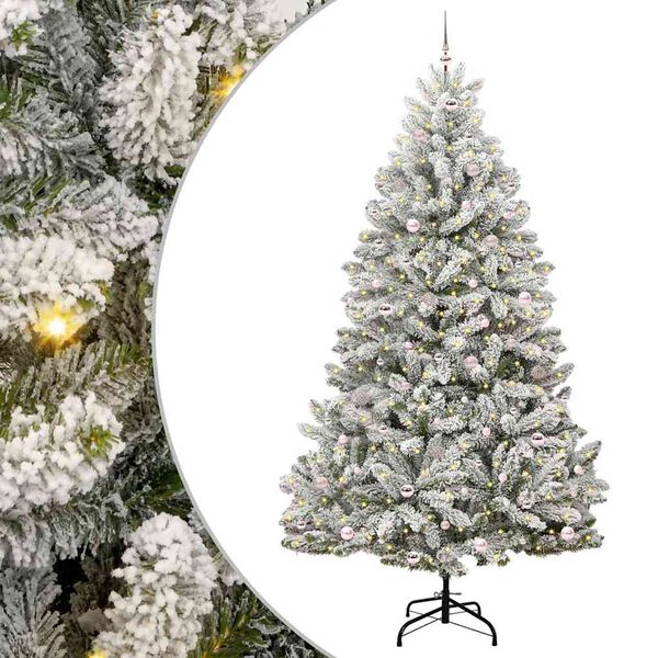 vidaXL Artificial Christmas Tree Green and White 270 cm PVC and Metal