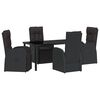vidaXL Garden Dining Set with Cushion 5 pcs Black Poly rattan