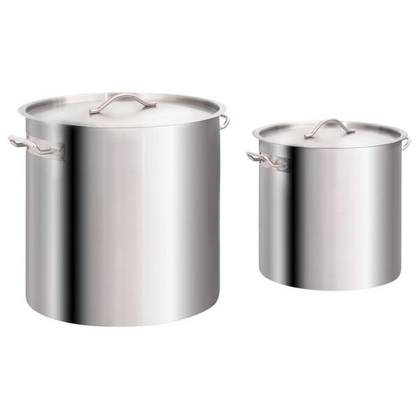 vidaXL 2 Piece Stock Pot Set 98/50 L Stainless Steel