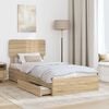 vidaXL Storage Bed with Drawer Sonoma Oak 90 x 200 cm Engineered Wood