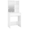 vidaXL Dressing Table with LED High Gloss White 60x40x140 cm
