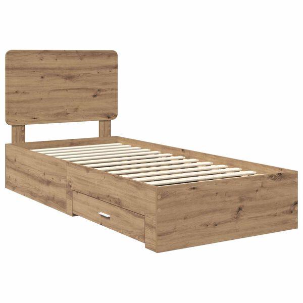 vidaXL Bed Frame with Drawer Artisan Oak 100 x 200 cm Engineered Wood