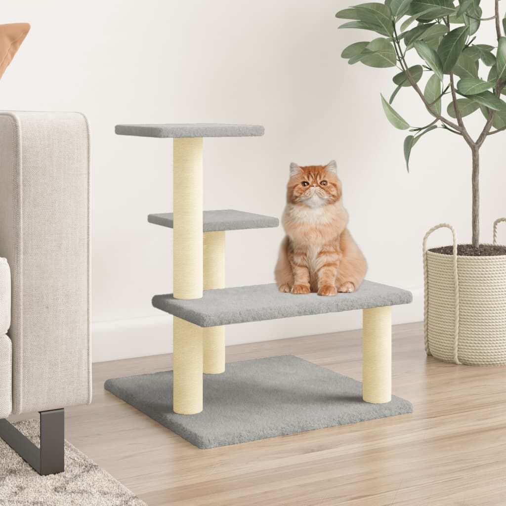 vidaXL Cat Tree with Sisal Scratching Posts Light Grey 61 cm vidaXL