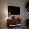 vidaXL TV Wall Cabinet with LED Lights Smoked Oak 80x31x35 cm