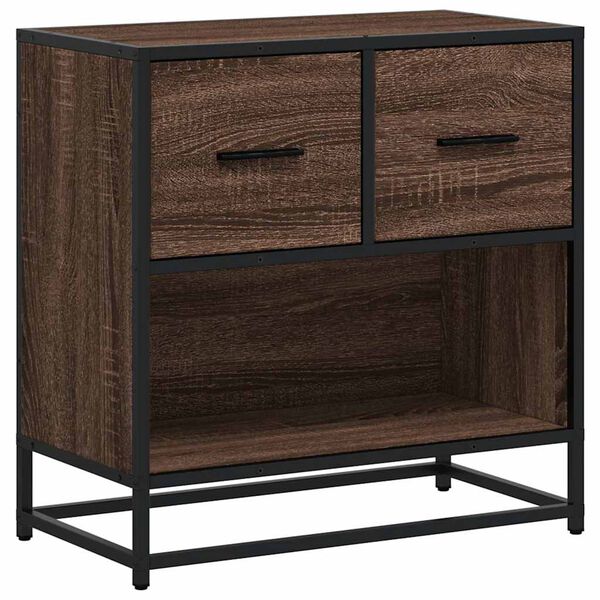 vidaXL Bedside Cabinet Brown Oak 60x31x60 cm Engineered Wood and Metal