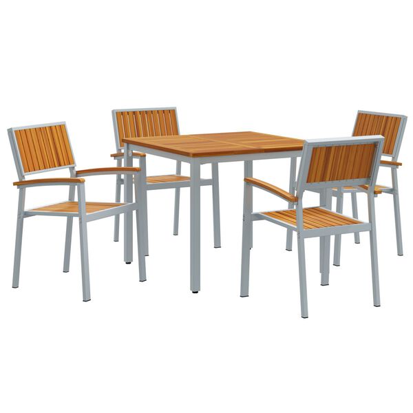 vidaXL Garden Dining Set 5 pcs Grey and brown 90 x 90 x 75 cm