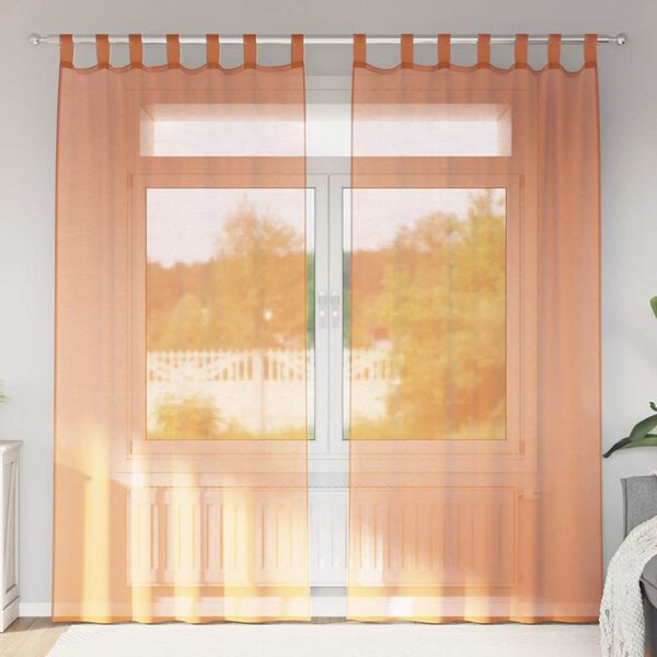 vidaXL Voile Curtains with Loops 2 pcs Terracotta 140x225 cm