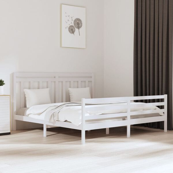 vidaXL Bed Frame without Mattress White 180x200 cm Super King Solid Wood
