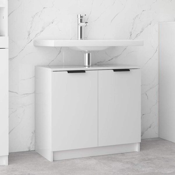 vidaXL Bathroom Cabinet High Gloss White 64.5x33.5x59cm Engineered Wood