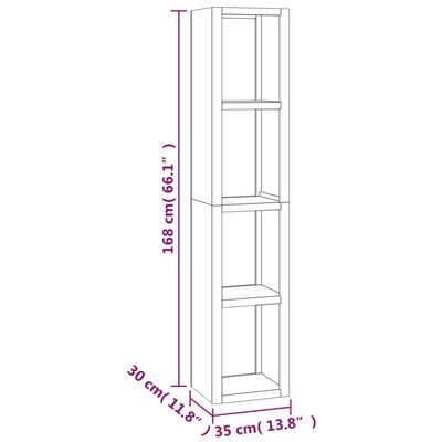 vidaXL Book Cabinet 35x30x168 cm Solid Wood Teak