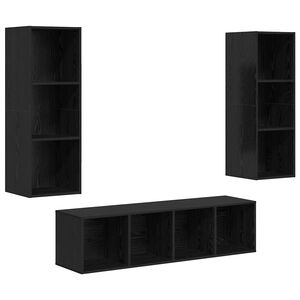vidaXL TV Cabinet Set Wall-mounted 3 pcs Black Oak Engineered Wood