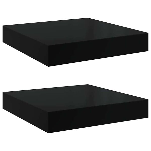 vidaXL Floating Wall Shelves 2 pcs High Gloss Black 23x23.5x3.8 cm MDF