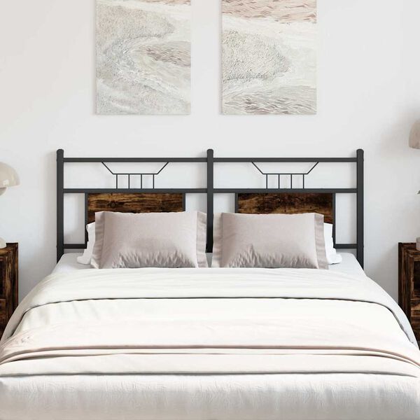 vidaXL Headboard Smoked Oak 137 cm Engineered Wood and Steel