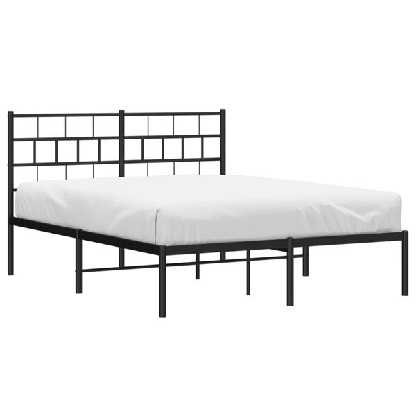 vidaXL Metal Bed Frame without Mattress with Headboard Black 140x200cm