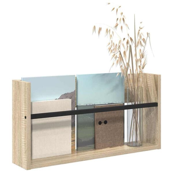 vidaXL Magazine Rack Sonoma Oak 60 x 12 x 30 cm Engineered Wood