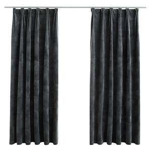 vidaXL Blackout Curtains 2 pcs with Hooks Velvet Anthracite 140x175 cm