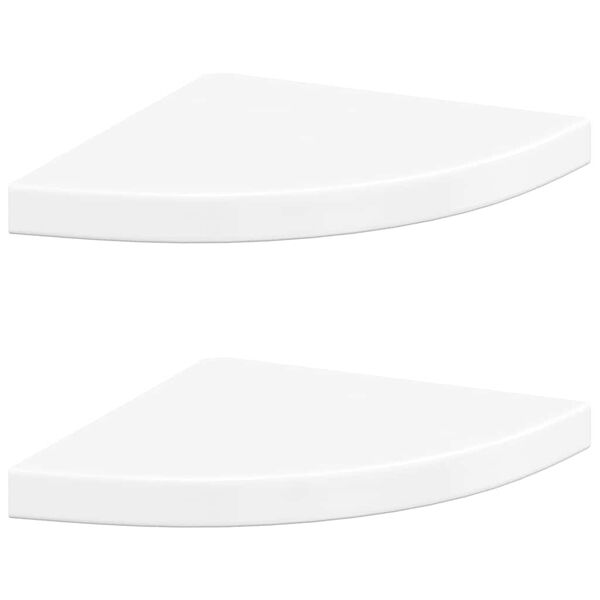vidaXL Floating Corner Shelves 2 pcs High Gloss White 35x35x3.8 cm MDF