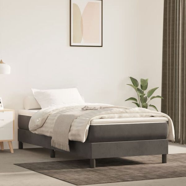vidaXL Box Spring Bed Frame Dark Grey 90x200 cm Velvet