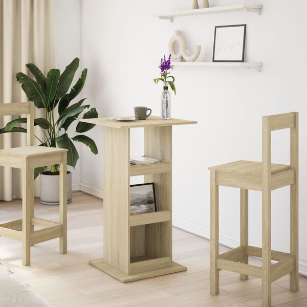 vidaXL Bar Table with Storage Sonoma Oak 60x60x102 cm Engineered Wood