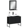 vidaXL 2 Piece Bathroom Cabinet Set Black Engineered Wood
