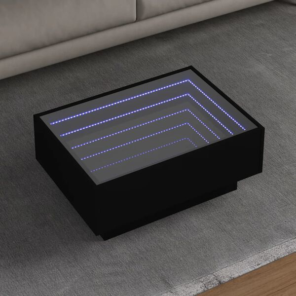 vidaXL Coffee Table with LED Black 70x50x30 cm Engineered Wood