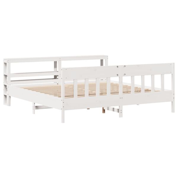 vidaXL Bed Frame without Mattress White 200x200 cm Solid Wood Pine